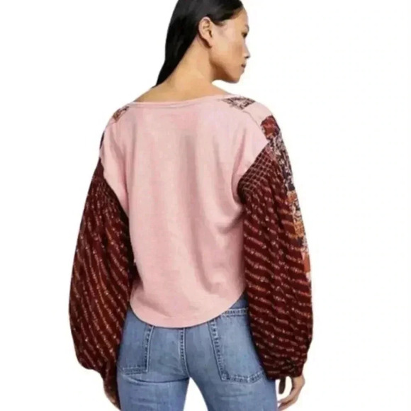 Free People Light Magic Henley Smocked Top Size L - Picture 2 of 3